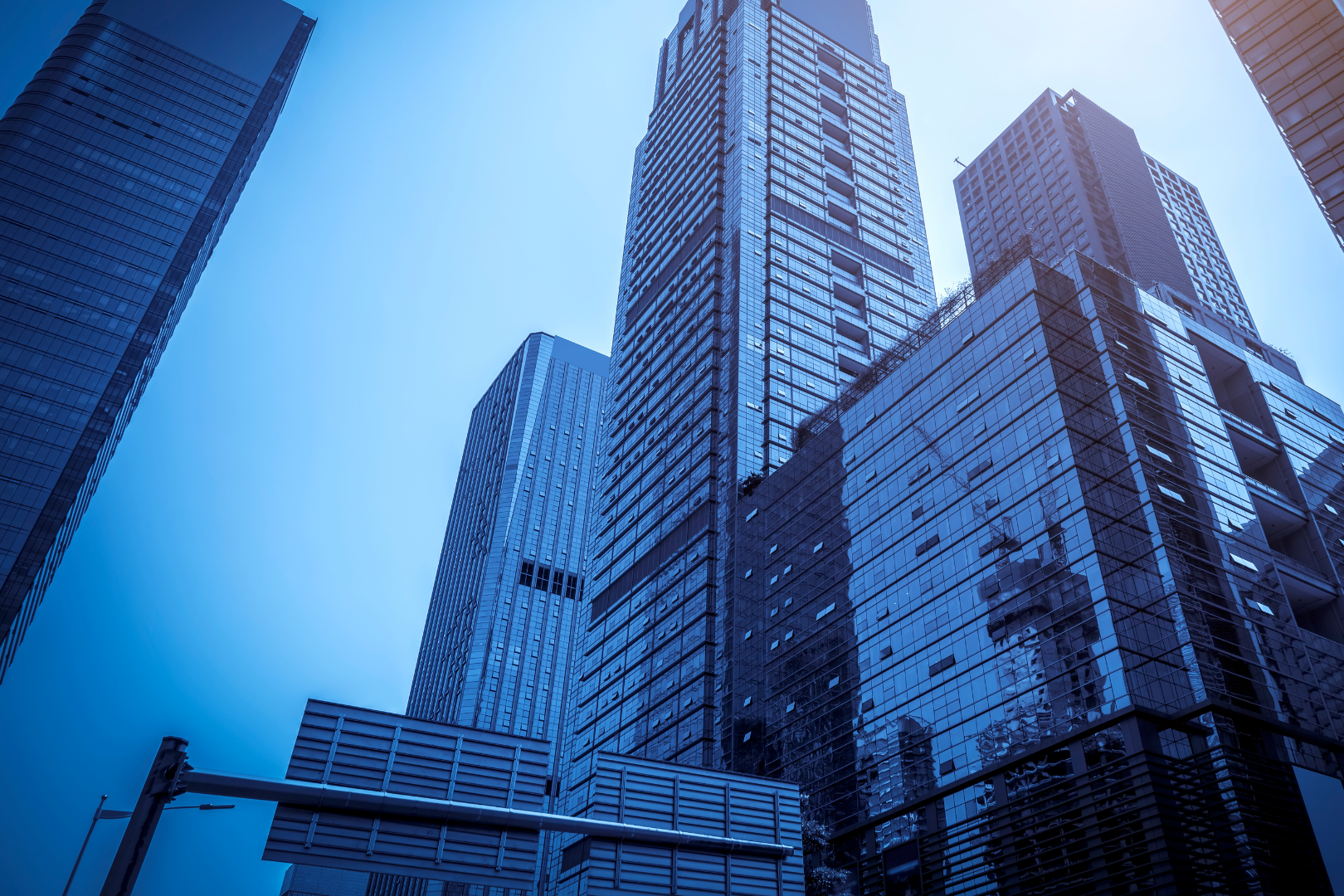 Commercial law and business support – modern high-rise buildings representing business legal services offered by Martin Shepherd Solicitors across Hertfordshire and North London.